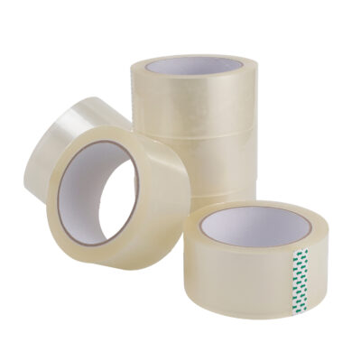 6 clear buff tapes, stacked up and around each other