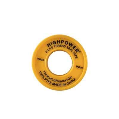 PTFE Yellow tape roll- top view on a transparent background
