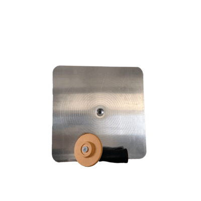 Deconstructed aluminium hawk with a plastic orange handle