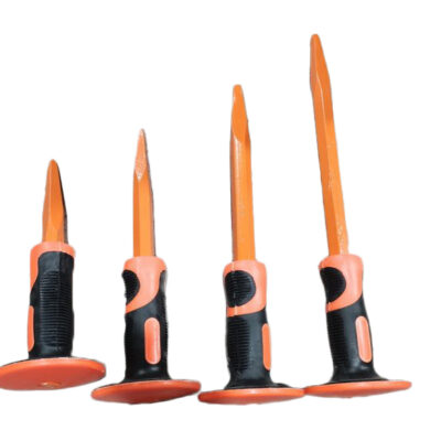 4 orange chisels with a rubber grip