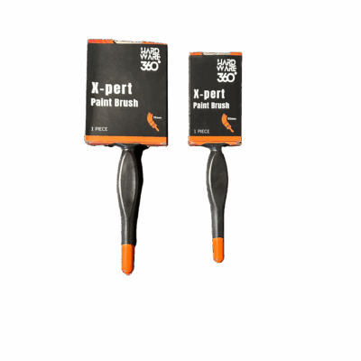 2 brushed with orange handles and black bodies and bristles