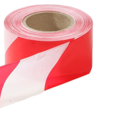 Red and white barrier tape roll- on a transparent background