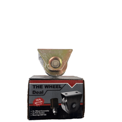 A wheel set on top of the box packaging
