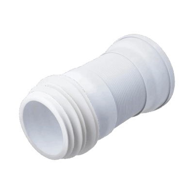 1 white flexible pan connector- plumbing